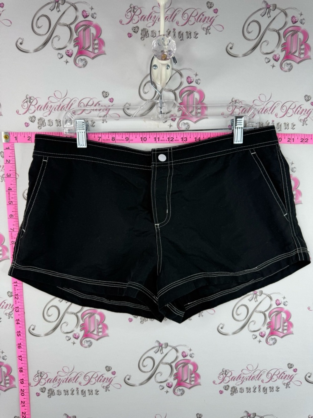 Point zero mini shorts Black Womens Stretch Cotton Shorts Classic Everyday Style